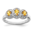 thumbnail image 4 of 925 Sterling Silver Rhodium Citrine and Diamond Ring Size 7, 4 of 5