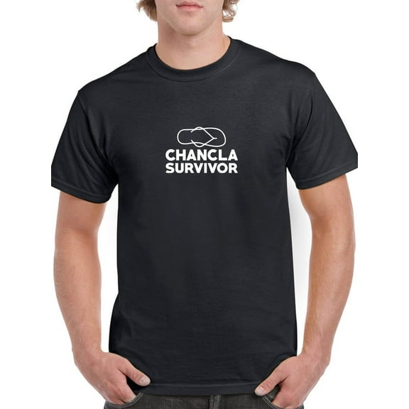 Latino Chancla Survivor Graphic Men Black T-Shirt, Male x-Large
