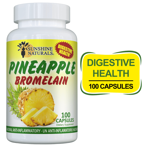 Sunshine Naturals Bromelain 1000mg Digestive Supplements, 100 Capsules