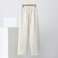 thumbnail image 2 of MGDXOX Waffle Knit Wide Leg Sweatpants Women Oversized High Waist Baggy Sweatpants Lightweight Breathable Flowy Lounge Pants White L, 2 of 8