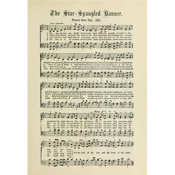 Printable Heaven PPHPDA71301 Songs That Never Die 1894 Star Spangled Banner Poster Print by Francis Scott Key, 18 x 24