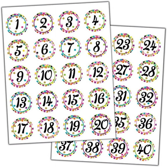 Confetti Numbers Stickers [TCR5574]