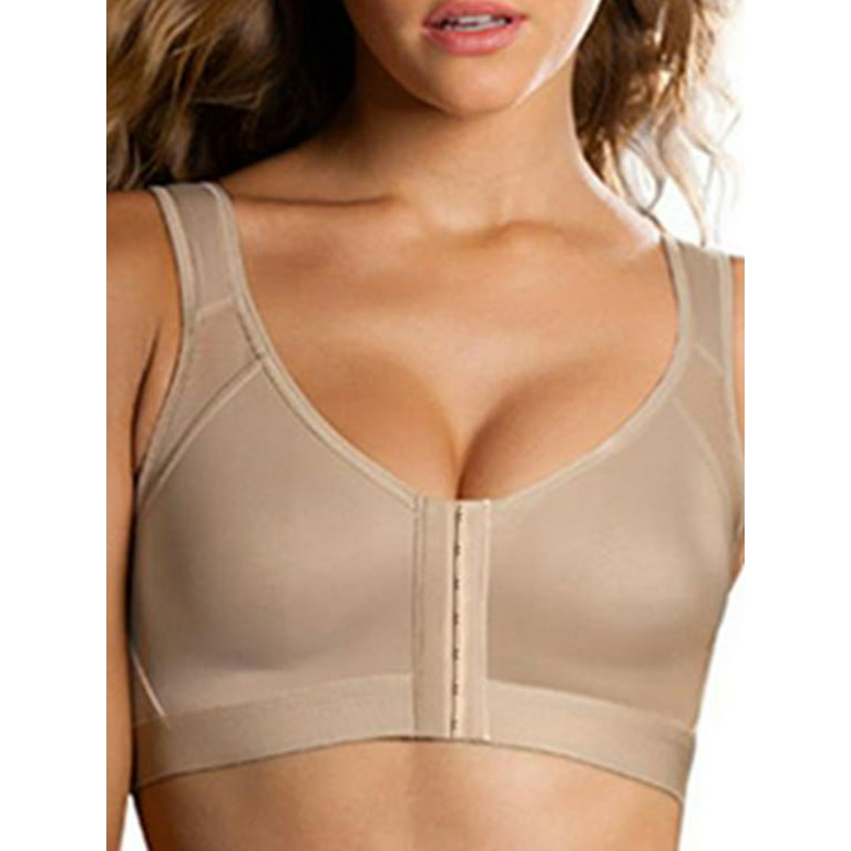 Nituyy Women's Full Coverage Front Closure Wire Free Back Support Bra