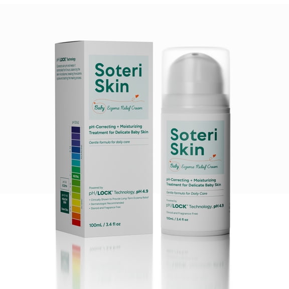 Soteri Skin Baby Eczema Relief Cream, pH Correcting and Balancing , Steroid- Free, Fragrance -Free for ages 0-5
