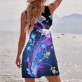 thumbnail image 6 of Usmixi Summer Dresses for Women Beach Fashion High Waist Pleated Swing Tunic Tank Mini Sun Dresses Sleeveless Round Neck Butterfly Print Short 2023 Casual Dress Blue xl Clearance Under $5, 6 of 6