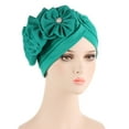 thumbnail image 2 of Penkiiy Women Turban Flower Caps Vintage Beanie Headscarf Elastic Headwrap Hat Wrap Cap Green, 2 of 2
