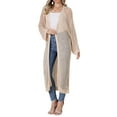 thumbnail image 4 of INSPIRE CHIC Crochet Long Cardigan for Women's 3/4 Sleeve Hollow Out Lightweight Knit Loose Sweater S Beige, 4 of 6