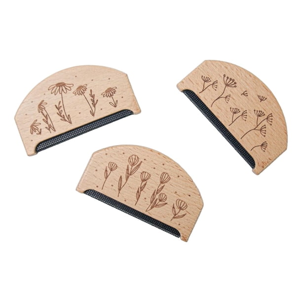 3x Mini quitapelusas removedor de bolas de Cachemira madera fácil agarre quitar bolas de pelusa y peine de pelusa peine de cachemira peine para suéter