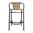 thumbnail image 6 of Flash Furniture Commercial Grade Indoor-Outdoor PE Rattan Restaurant Barstool with Black Steel Frame and Footrest in Medium Brown, 6 of 16