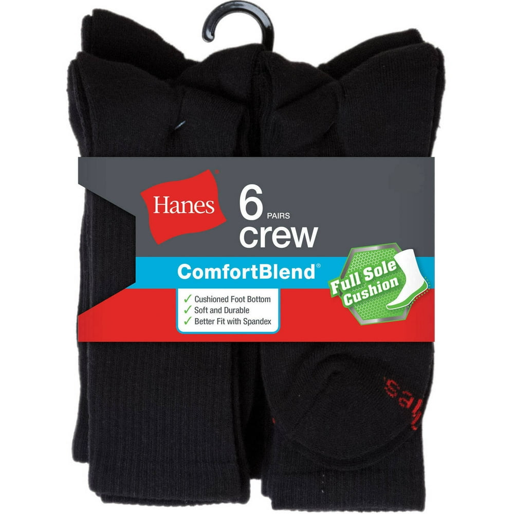 Hanes Men's Big & Tall Cushion FreshIQ Crew Socks 6Pack Walmart