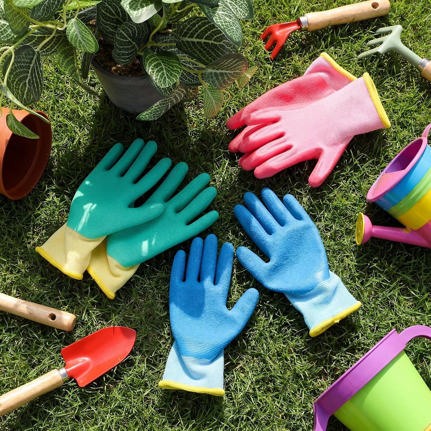 30 Pairs Kids Gardening Gloves Non Slip Garden Gloves for Toddler Youth Girls Boys Safety Rubber