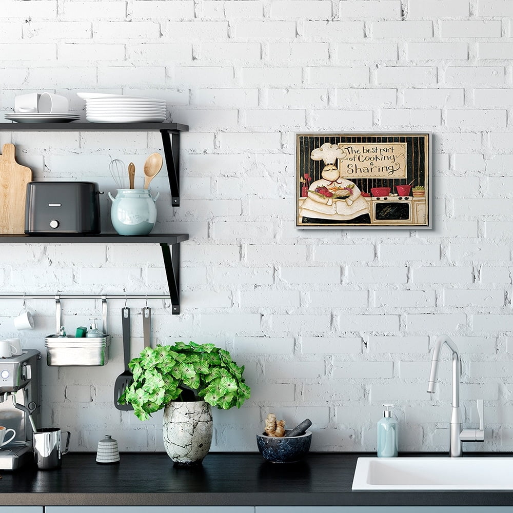 Stupell Industries Cooking Is Sharing Phrase Vintage Hefty Kitchen Chef Gray Framed by Dan DiPaolo