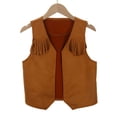 thumbnail image 6 of Girls Kids Summer T-Shirts Tassel Vest 70S Hippie Cow Girl Sleeveless Fringe Jacket Western Outfit for Children, 6 of 8