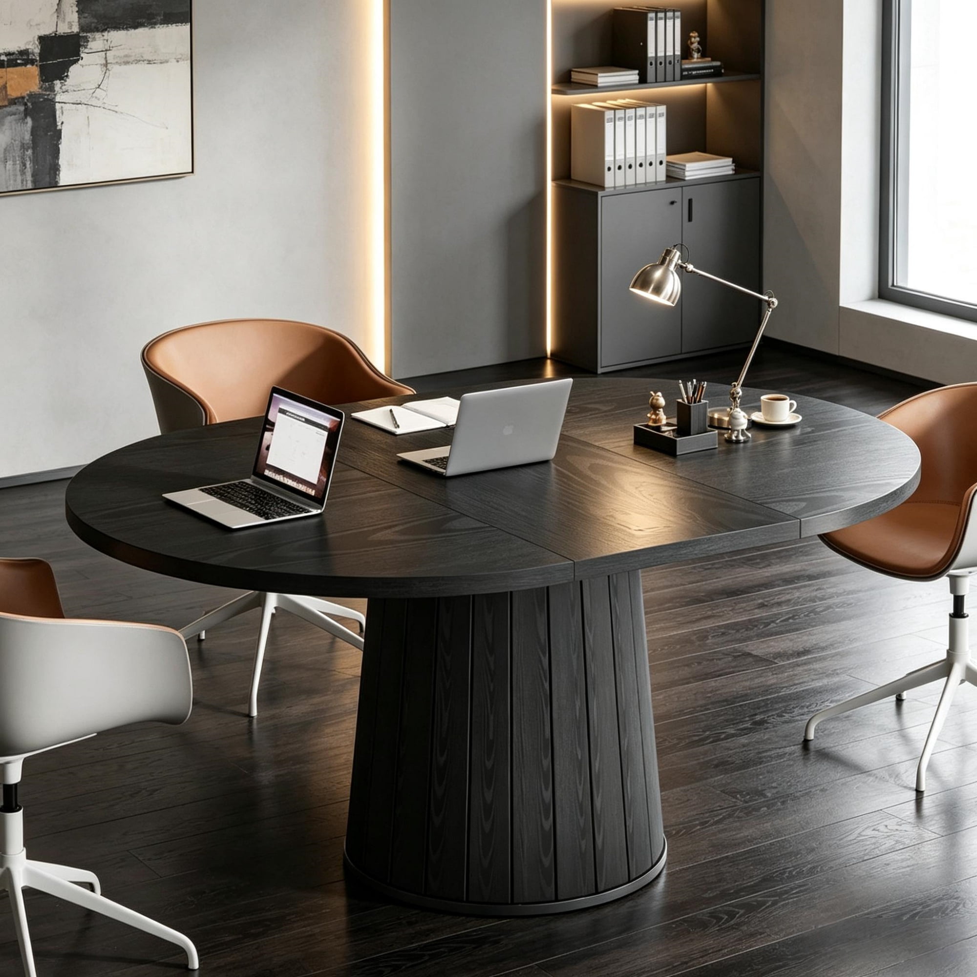 55 in Oval Wood Conference Table for 6 People
