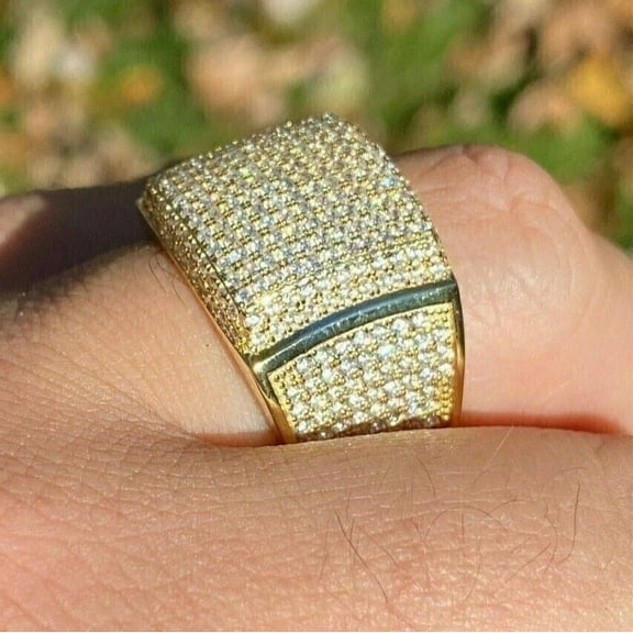 Forever Jewels 4Ct Round Good Cut Moissanite Men Wedding Band Ring 14K Yellow Gold Plated