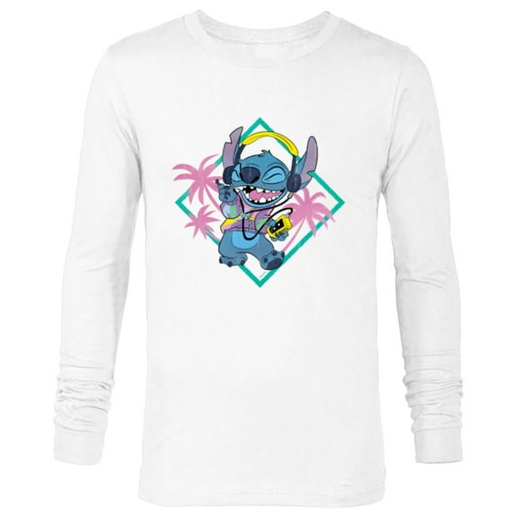 Disney Stitch ‘90s Vibe Retro Distressed - Long Sleeve T-Shirt for Men - Customized-White