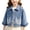 CBlue, variant on Girls Lace Hem Denim Jacket with Pockets Long Sleeve Casual Fall Winter Coat
