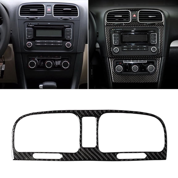 SPRING PARK Car Carbon Fiber Central Control Air Outlet Sticker for VW Golf 6 R MK6 08-12