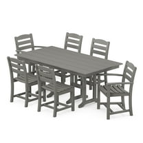 POLYWOOD La Casa Café 7-Piece Farmhouse Dining Set in Slate Grey