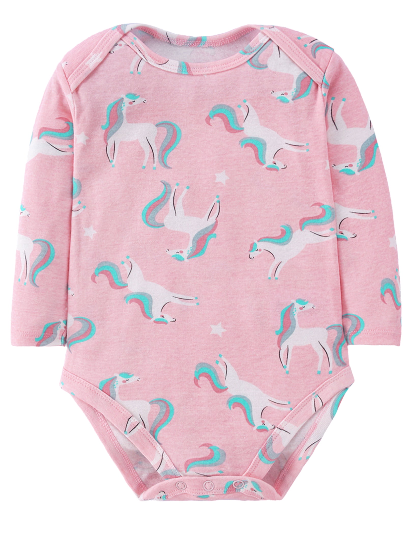 HWJAD Baby Girls' 3-Pack Long Sleeve Bodysuits One-piece 100% Organic Cotton for 0-24 Months Baby Girl