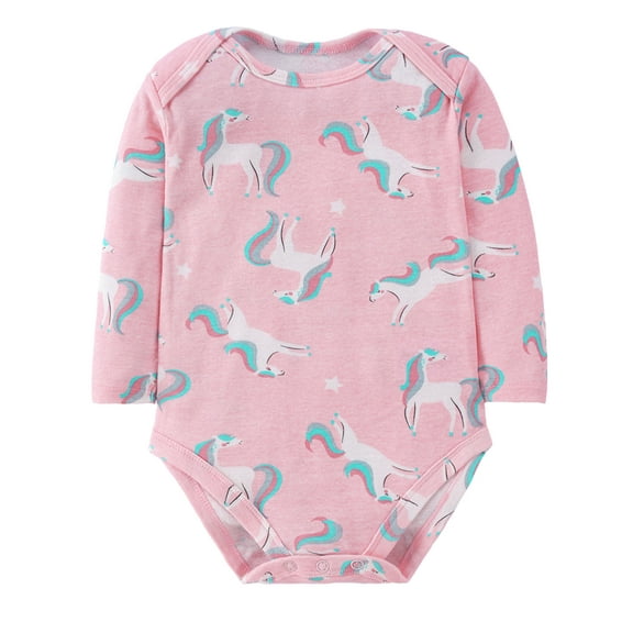 ENFLASH 100% Cotton Baby Bodysuit, Long Sleeve Bodysuits for Girls Infant Soft Clothes 0-6 Months