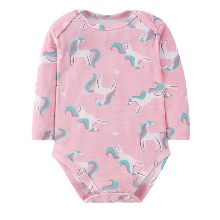 ENFLASH 100% Cotton Baby Bodysuit, Long Sleeve Bodysuits for Girls Infant Soft Clothes 0-6 Months