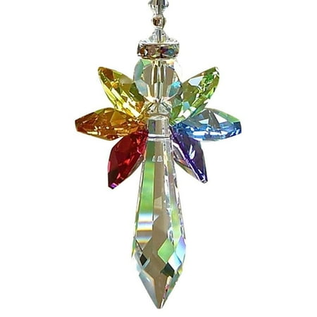 

Crystal Decoration for Car Rainbow Angel Crystal Suncatcher Colorful Beaded Pendant Hanging Ornaments for Car Home