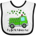 thumbnail image 3 of Inktastic My 1st St. Patrick's Day Green Fire Truck with Clovers Boys or Girls Baby Bib, 3 of 4