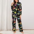 thumbnail image 2 of Balery Bright Mushrooms Conjunto de Pijama con Estampado para Mujer, Conjunto de Dos Piezas con Manga Larga, Ropa de Dormir Suave con Bolsillos, Pijamas Cómodos-Small, 2 of 7