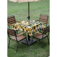 thumbnail image 3 of Spring Gnomes Outdoor Tablecloth - 54x54 Inch Square Dining Table Cover, Botanical Budding Sunflowers Buffalo Plaid Waterproof Outdoor Table Cloth with Umbrella Hole & Zipper for Picnic/Patio/Party, 3 of 7