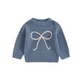 thumbnail image 1 of Gupgi Toddler Girls Fall Sweaters Kids Bowknot Embroidery Long Sleeve Round Neck Loose Knit Pullover 0-4 Years, 1 of 9
