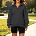 thumbnail image 3 of Asgosdo Women Oversized Sweatshirts Quarter Zip Long Sleeve Solid Color Casual Soft Pullover Fall Tops, 3 of 6
