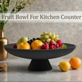 thumbnail image 2 of Large Decorative Bowl, Modern Resin Pedestal Bowl for Home Decor, Stylish Fruit Bowl for Kitchen Counter, Chic Key Holder for Entry Table, Matte Black, 2 of 12