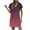 B-Hot Pink, variant on NXMZXB Summer Dresses for Women Casual V Neck Solid Color/Tie Dye Gradient Color Printed Short Sleeve T Shirt Dress with Pockets Loose Fit Beach Sundress B-Purple L