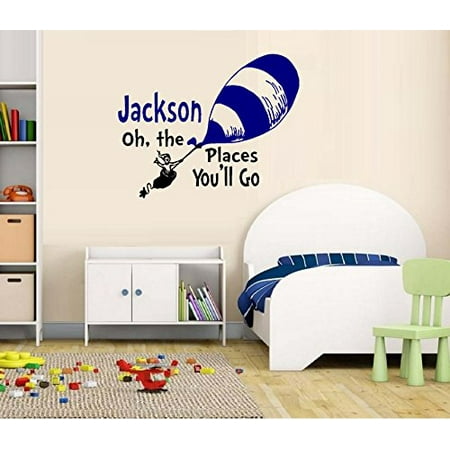 Navy Blue Walk - Decal ~ (Custom Name) Oh the Places you'll Go!: Children Wall Decal 17