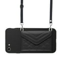 thumbnail image 2 of Envelope Design for iPhone 7 / 8 / SE 2020 / SE 2022 Case RFID Blocking Wallet Card Holder Leather PU Flip Cover Folio Lanyard Crossbody Strap Women Girl Magnetic Clasp Kickstand, Black, 2 of 10