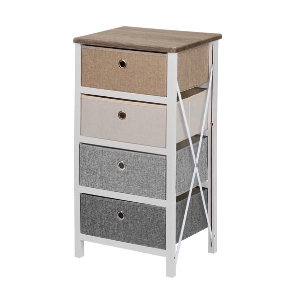 Nightstand with 4 Drawers, End Table Storage Tower Organizer Unit with Wood Top for Bedroom, Hallway, Entryway, Closets
