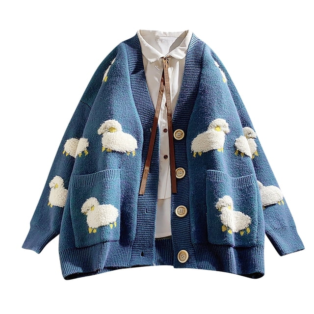 IROINID Cardigan Court pour Femmes à Rayures Manches Longues Décontracté Patchwork Rayé Long Cardigan Hauts Manteau, Bleu