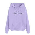 thumbnail image 4 of Womens Loose Heart Printed Hoodie Sweatshirt with Pocket Long Sleeve Hooded Pullover Cotton Fleece Tops S-XXXL (Small, Purple 02), 4 of 6