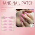 thumbnail image 4 of RAGUPEL 24Pcs Glue on Nails for Women,Pink Tip Stiletto Press on Nails,Clear and Natural Cute Nails,Stick on Nails for Dating,Party,Taking Pictures,Daily Life,Style2, 4 of 8