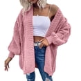 thumbnail image 4 of Women Oversized Cardigan Sweater Front Open Knitted Lantern Long Sleeve Thick Jacket, 4 of 6