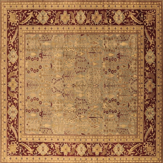 Ahgly Company Indoor Square Oriental Brown Industrial Area Rugs, 4' Square