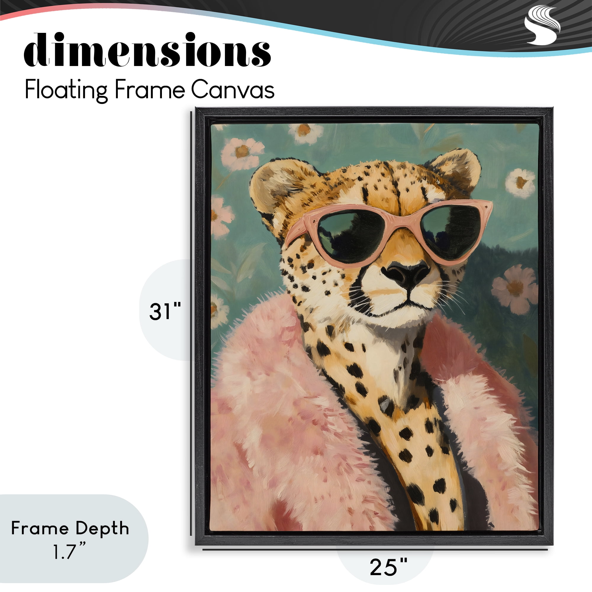 Stupell Industries Glam Cheetah in Pink Fur Black Framed Floater Canvas Wall Art, design by The Prints Vibe