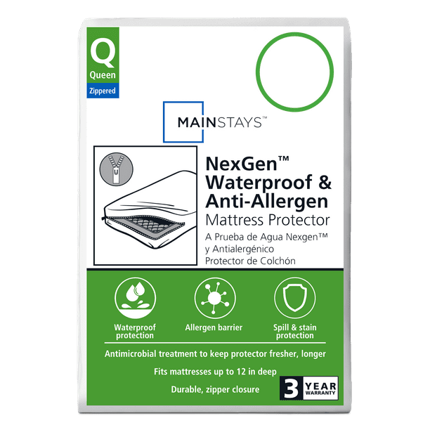 Mainstays NexGen Waterproof AntiAllergen Zippered Mattress Protector