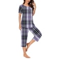 thumbnail image 4 of Tnhcen Women's Capri Pajama Sets Print Sleepwear Short Sleeve Nightwear with Capri Pants Soft Pjs Set Homewear S-3XL, 4 of 6