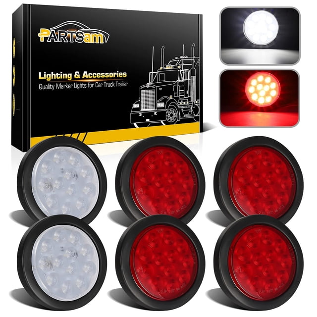 Luces traseras para remolque Partsam, 4 pulgadas, redondas, LED, 6 unidades, 12 V