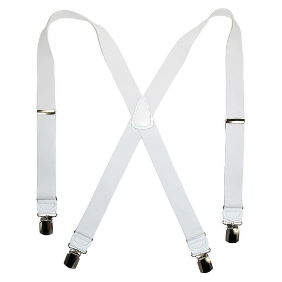 CTM Elastic Anti Slip Pin Clip Suspenders with Leather Drop Tabs (Men)