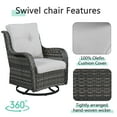 thumbnail image 5 of POCASSY 7PCS Outdoor Furniture Set with 30" Propane Fire Pit Table, Outdoor Conversation Set with All Weather Gray Wicker Sectional Sofa and Swivel Chair for Balcony, Porch, Garden - Gray/Gray, 5 of 10