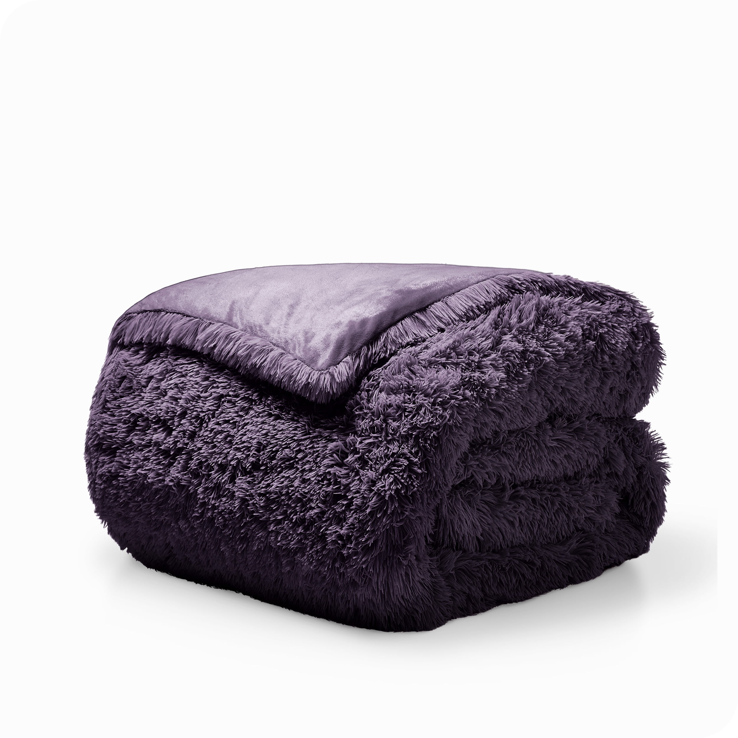 Bare Home Shaggy Faux Fur Duvet Cover - Ultra Soft - Fluffy Crystal Velvet - King/Cal King, Eggplant