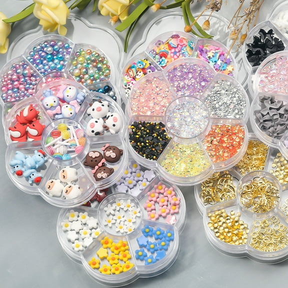opvise 1 Box Nail Ornament 3D Effect Vivid Non-Drop Mixed Styles Rhinestone Bowknot Accessories for Female